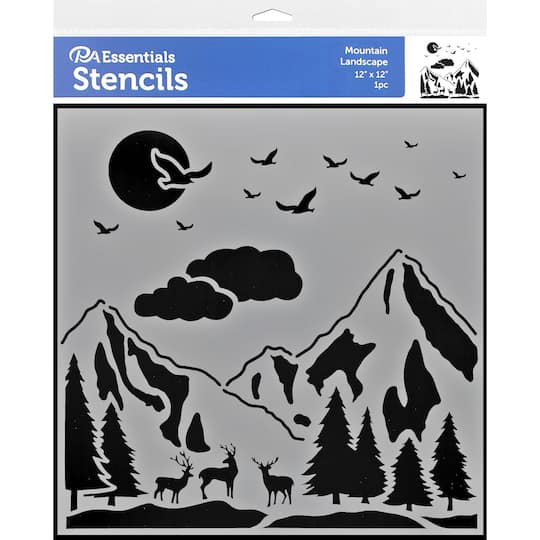 PA Essentials Mountain Landscape Stencil, 12&#x22; x 12&#x22;